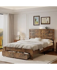 Streamdale Furniture Wooden Storage Bed Frame with Headboard and Usb Ports