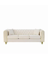 Streamdale Furniture 3+3 Velvet Chesterfield Sofa