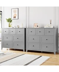 homfan 7-Drawer Farmhouse Dresser, Tall Wood Storage Chest with Deep Drawers and Metal Handles for Multi-Room Use