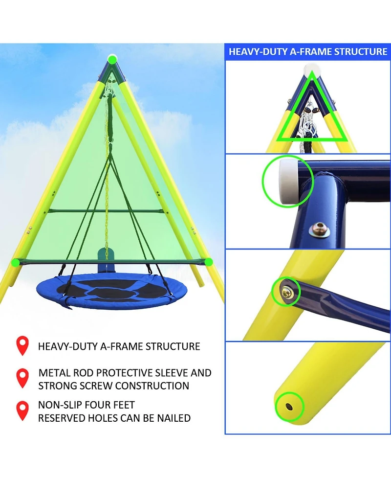 Streamdale Furniture Boys Indoor/Outdoor Metal Swing Set with Safety Belt for Backyard