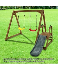 Streamdale Furniture Boys Backyard Swing Set with Slide and Ladder