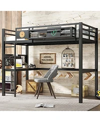 Streamdale Furniture Loft Bed with Desk, Storage, Clock and Charging Port