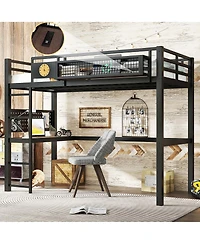Streamdale Furniture Loft Bed with Desk, Storage, Clock and Charging Port