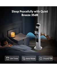 Antarctic Star Oscillating Tower Fan, 5 Speeds with Remote and Led Temperature Display