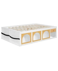 Streamdale Furniture Wooden Platform Bed with Bookshelf, Light, Drawer