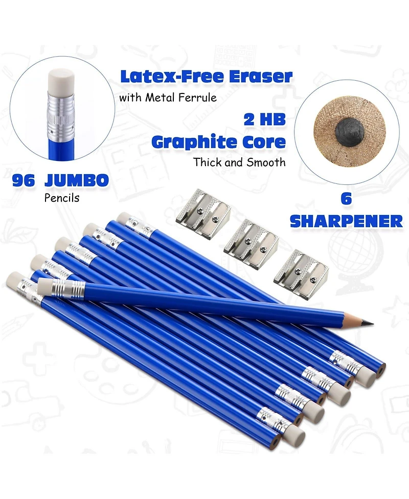 Gnuadz Fat Pencils Set With Erasers Sharpeners For Beginners