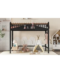 Streamdale Furniture Metal Loft Bed with Shelves and Ladder