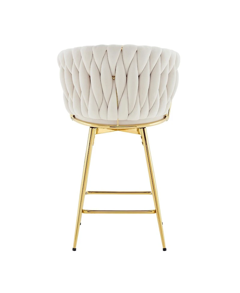 Streamdale Furniture Velvet Braided Bar Stools Set of 2