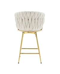 Streamdale Furniture Velvet Braided Bar Stools Set of 2