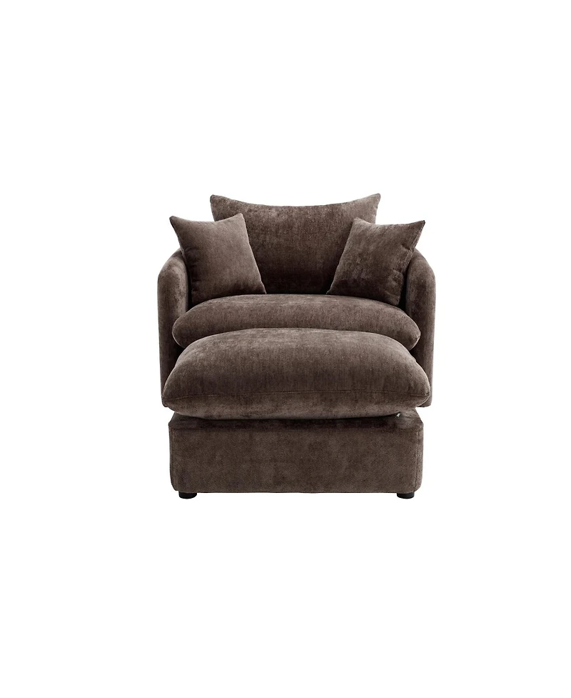 Streamdale Furniture Oversized Swivel Accent Chair with Ottoman and 3 Pillows.