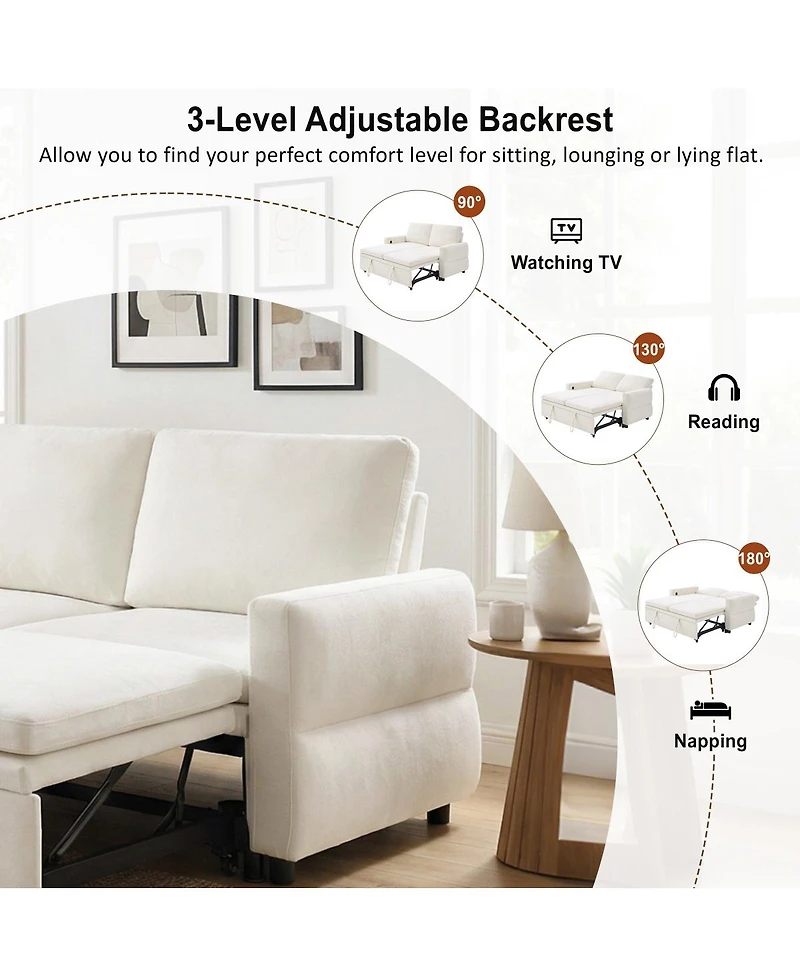 Streamdale Furniture Convertible Sofa Bed Loveseat with Usb Ports