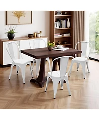 Yiortwo Metal Dining Chairs Set of 4, Stackable Industrial Kitchen Chairs