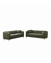 Streamdale Furniture Oversized Chenille Tufted Sofa with Gold Metal Legs