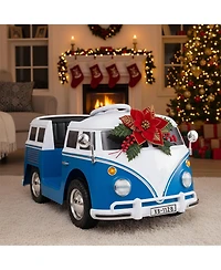 Slickblue 12V Ride On Bus for Kids with Led Lights, Cup Holder and Electric Drive