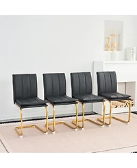 Streamdale Furniture Pu Leather Dining Chairs with Metal Legs