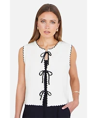 Yumi Women's Knitted Bow Trim Waistcoat