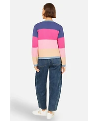 Yumi Women's Block Stripe Tie Front Cardigan