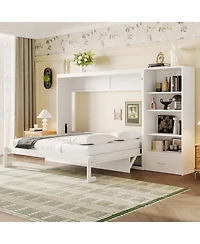 Streamdale Furniture Murphy Bed With Storage, Shelf, Drawer, Foldable Platform Bed