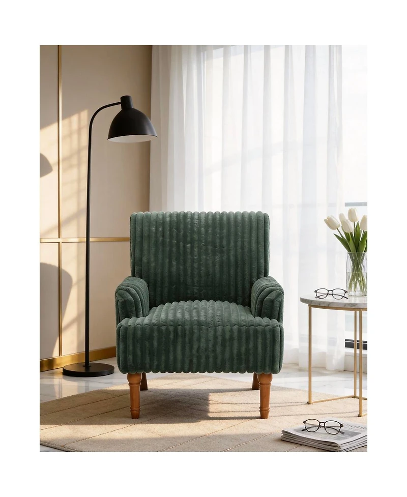 Streamdale Furniture Corduroy Accent Chair with Wood Legs