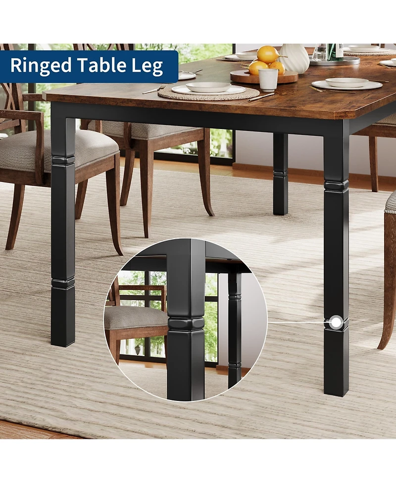 homfan Large Rectangular Dining Table for 6 to 8 with Metal Frame