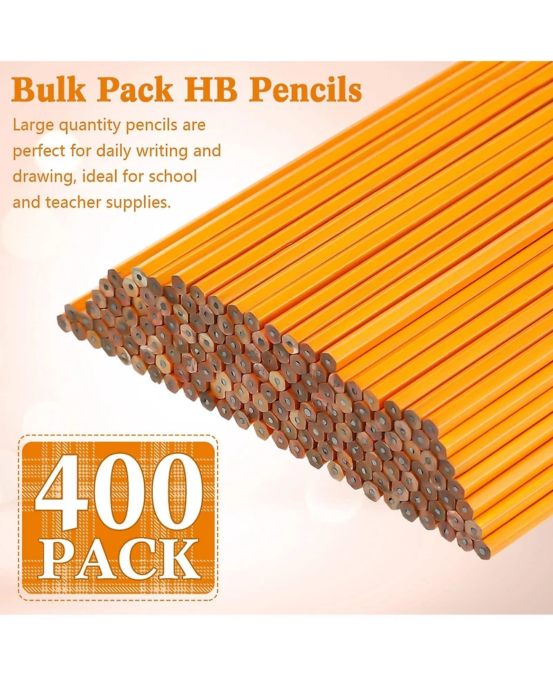 Gnuadz Pencils Bulk Erasers Unsharpened Wood Hb School Supplies 400-count