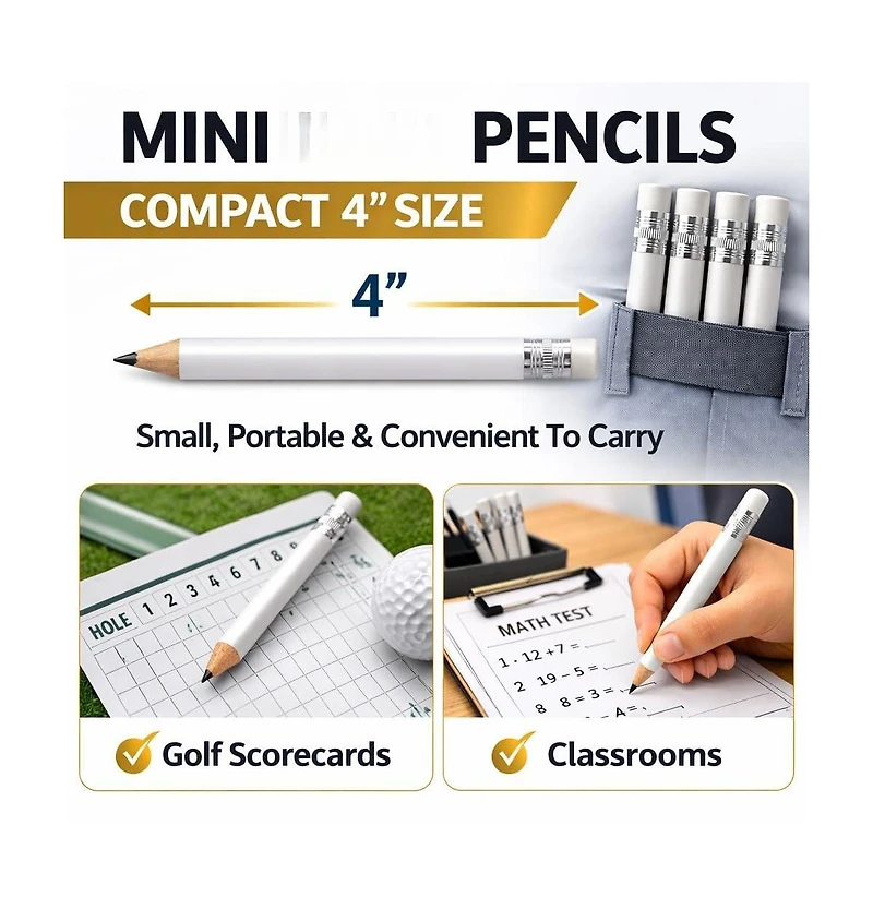 Gnuadz Pencils Mini Wood Eraser Sharpened Round Schools Wedding 100pcs