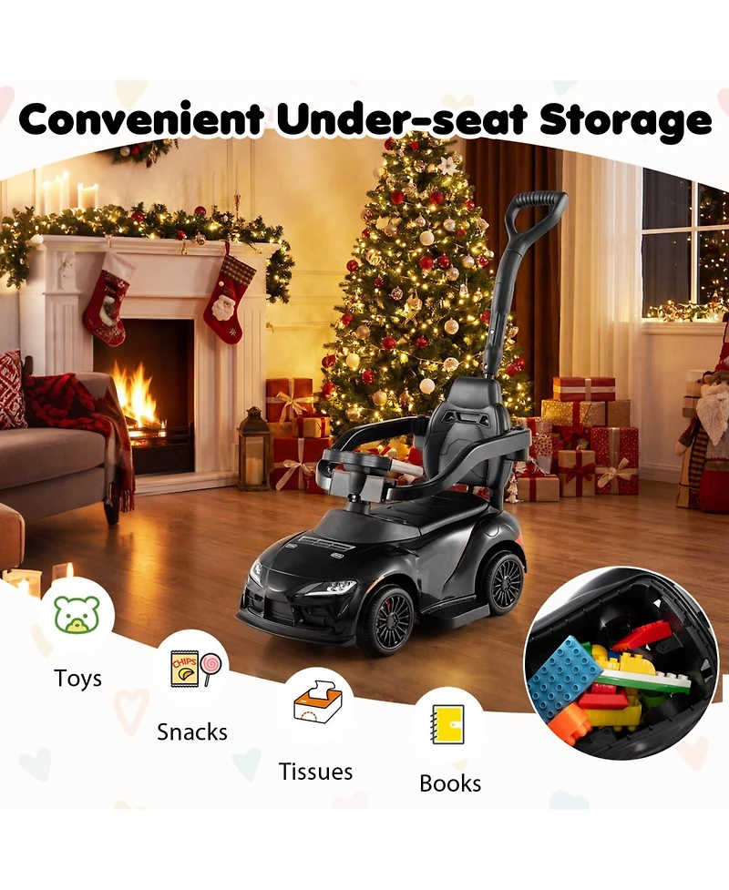Slickblue 3 1 Ride On Stroller Car for Kids, Foot to Floor Sliding Walking Toy