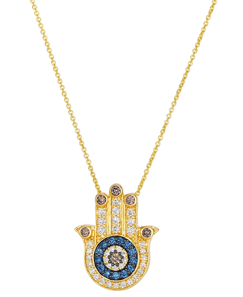 Le Vian Sapphire (1/6 ct. t.w.) & Diamond (1/2 ct. t.w.) Pendant Necklace in 14k Honey Gold