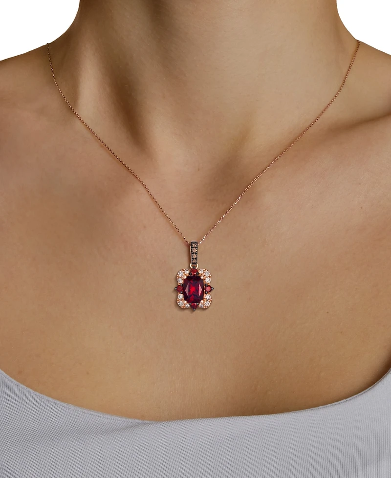 Le Vian Garnet (1-7/8 ct. t.w.) & Diamond (5/8 ct. t.w.) Pendant Necklace in 14k Strawberry Gold