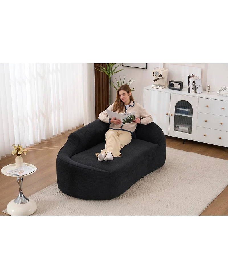 Streamdale Furniture Compression Curved Chaise Longue Indoor Modern Chenille Loveseat Couch