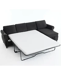 Streamdale Furniture 106.5" Modular L-Shape Pull Out Sofa Bed with Charging