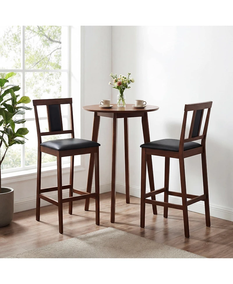 Costway Upholstered Barstool 29.5" Bar Height Kitchen Island Stool