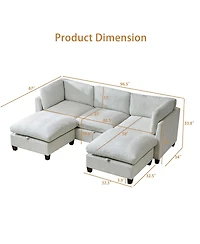 Streamdale Furniture Chenille U-Shape Sectional Sofa with Storage