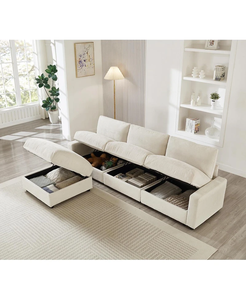 Streamdale Furniture Modular L-Shape Sectional Sofa with Ottoman Storage