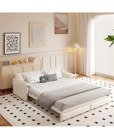 Streamdale Furniture 66" Queen Pull Out Sofa Bed with Storage - Velvet Loveseat Sleeper