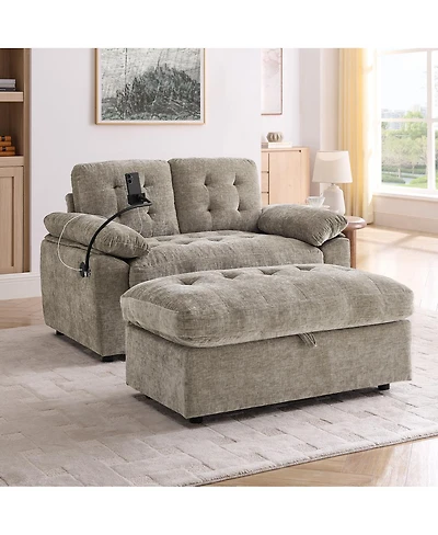 Streamdale Furniture Reclining Sofa with Usb, Ottoman