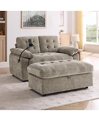 Streamdale Furniture Reclining Sofa with Usb, Ottoman
