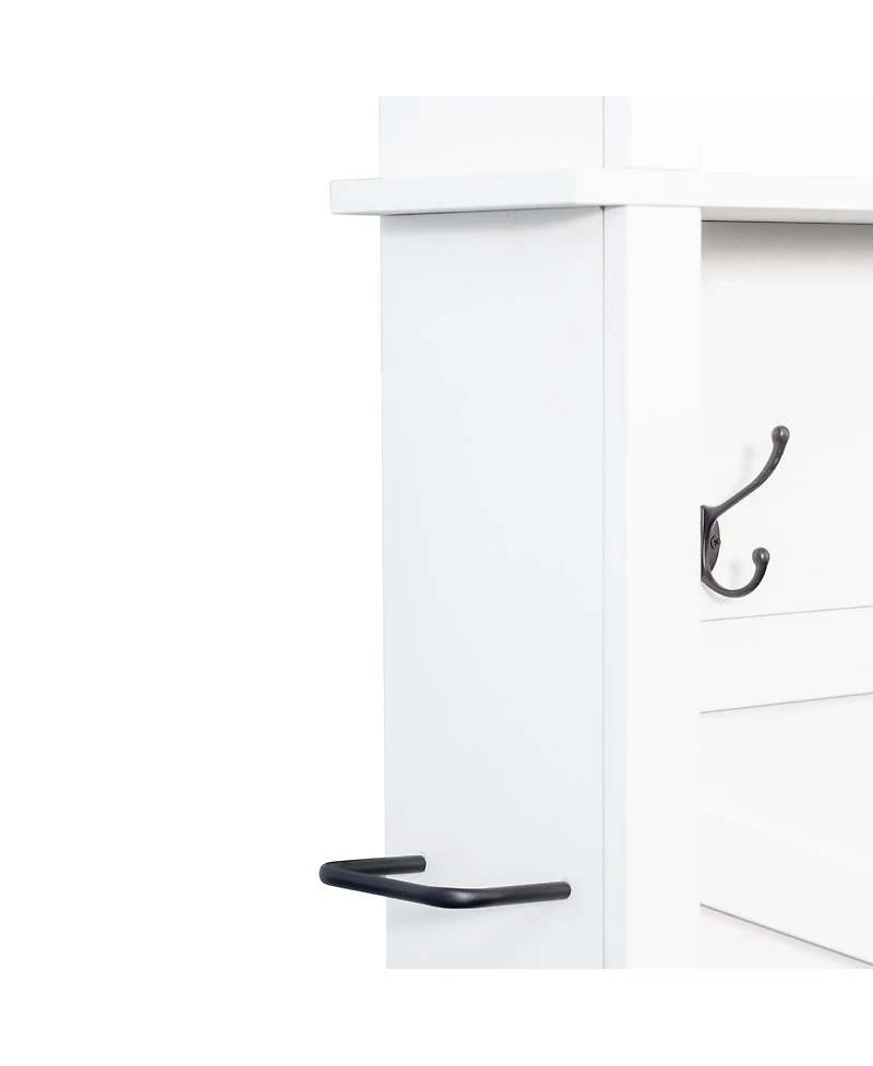 Streamdale Furniture Farmhouse 4-in-1 Hall Tree with 6 Hooks and 16 Shoe Compartments