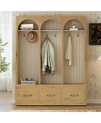 Streamdale Furniture Oak Farmhouse Hall Tree with Bench and Storage