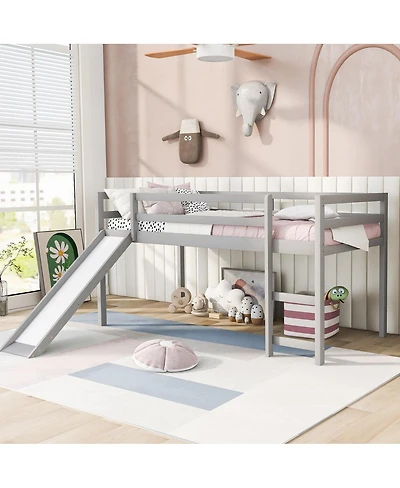Streamdale Furniture Loft Bed with Slide, Multifunctional Design