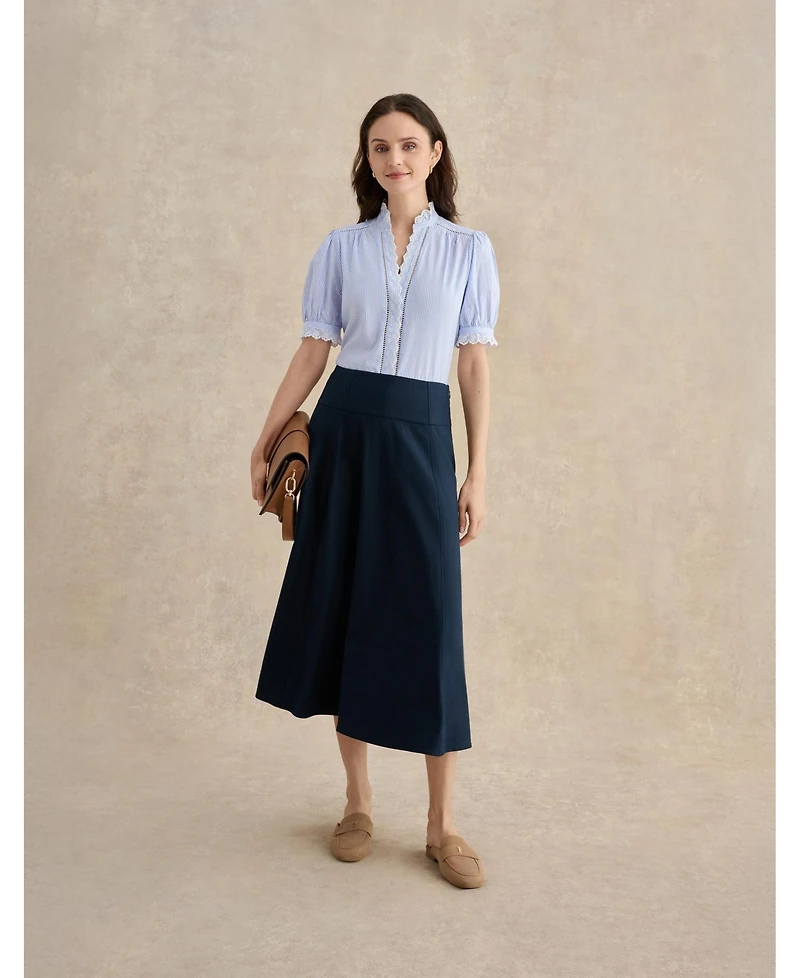 Hobbs London Women's Ginny Belted Pleated Midi Shirt Dress