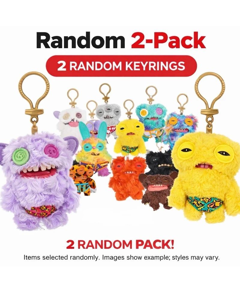 Fuggler Set of 2 Zuru Fuggler Keyring 5 Inch Plush Toy Mystery Random Assortment