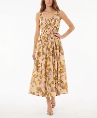 Taylor Women's Sleeveless Shirred Floral A-Line Dress