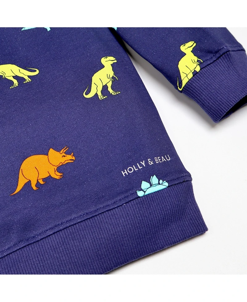 Holly and Beau Boys Dinosaur Cotton Crew Neck Sweatshirt