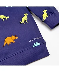 Holly and Beau Boys Dinosaur Cotton Crew Neck Sweatshirt