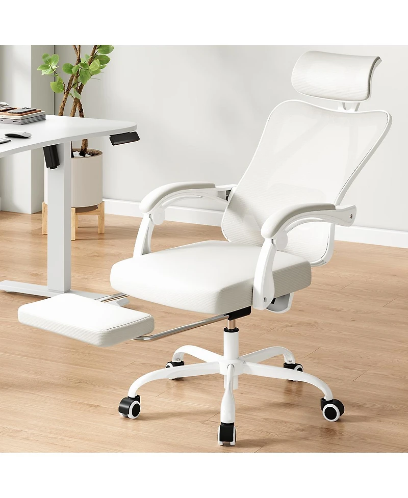 Flynama High Back Mesh Office Chair with Footrest,Adjustable HeadrestandLumbar