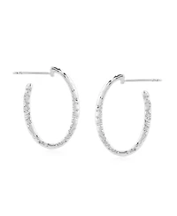 American West Jewelry Sterling Textured Oval Hoop Earrings