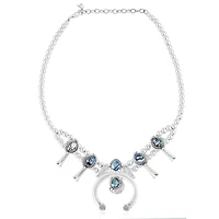 American West Jewelry Sterling Silver Abalone Shell Squash Blossom Necklace