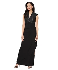 Alex Evenings Petite Rayon-Blend V-Neck Sleeveless Gown