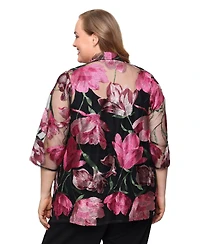 Alex Evenings Plus 3/4-Length-Sleeve Jacket and Sleeveless Top, 2-Piece Set